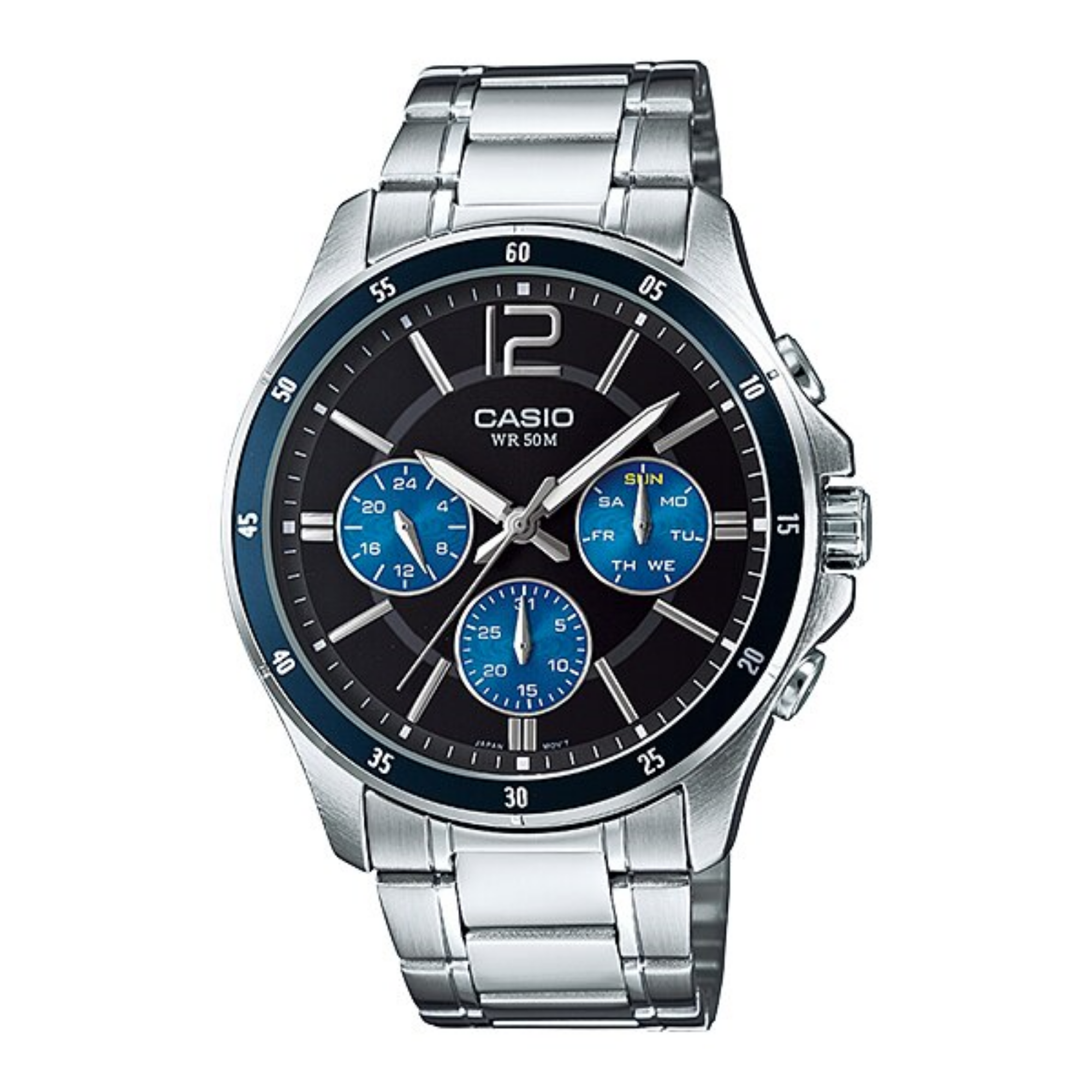 Casio Enticer MTP-1374D-1AVDF Multifunction Silver Chain Men’s Watch
