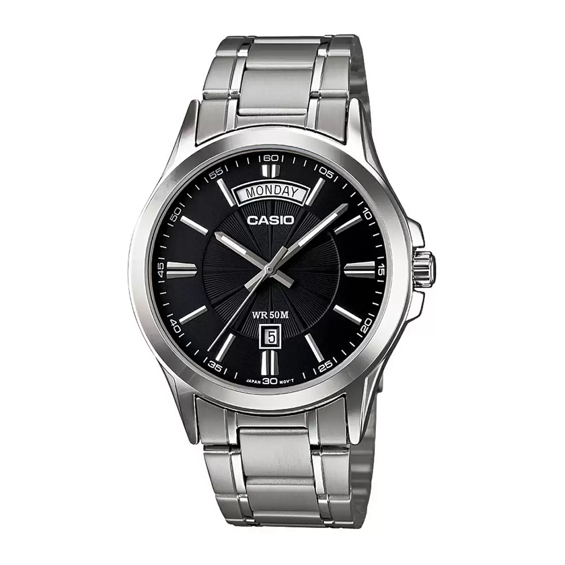 Casio Enticer MTP-1381D-1AVDF Day Date Silver Chain Men’s Watch