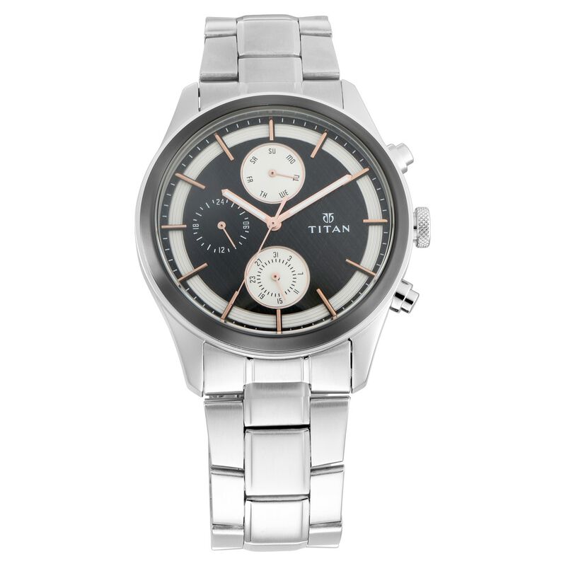 Titan 1805KM01 Men's Analog Quartz Stainless Steel Watch | Premium Black Dial Wrist Watch