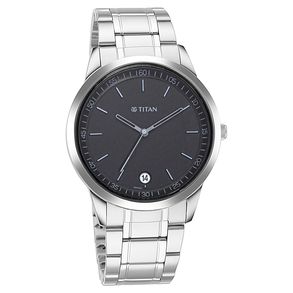 Titan 1806SM02 Men's Analog Quartz Stainless Steel Watch | Premium Silver Dial Wrist Watch