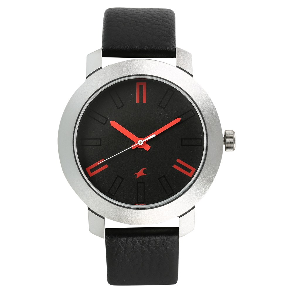 Fastrack 3120SL02 Quartz Analog Black Dial Leather Strap Watch for Guys