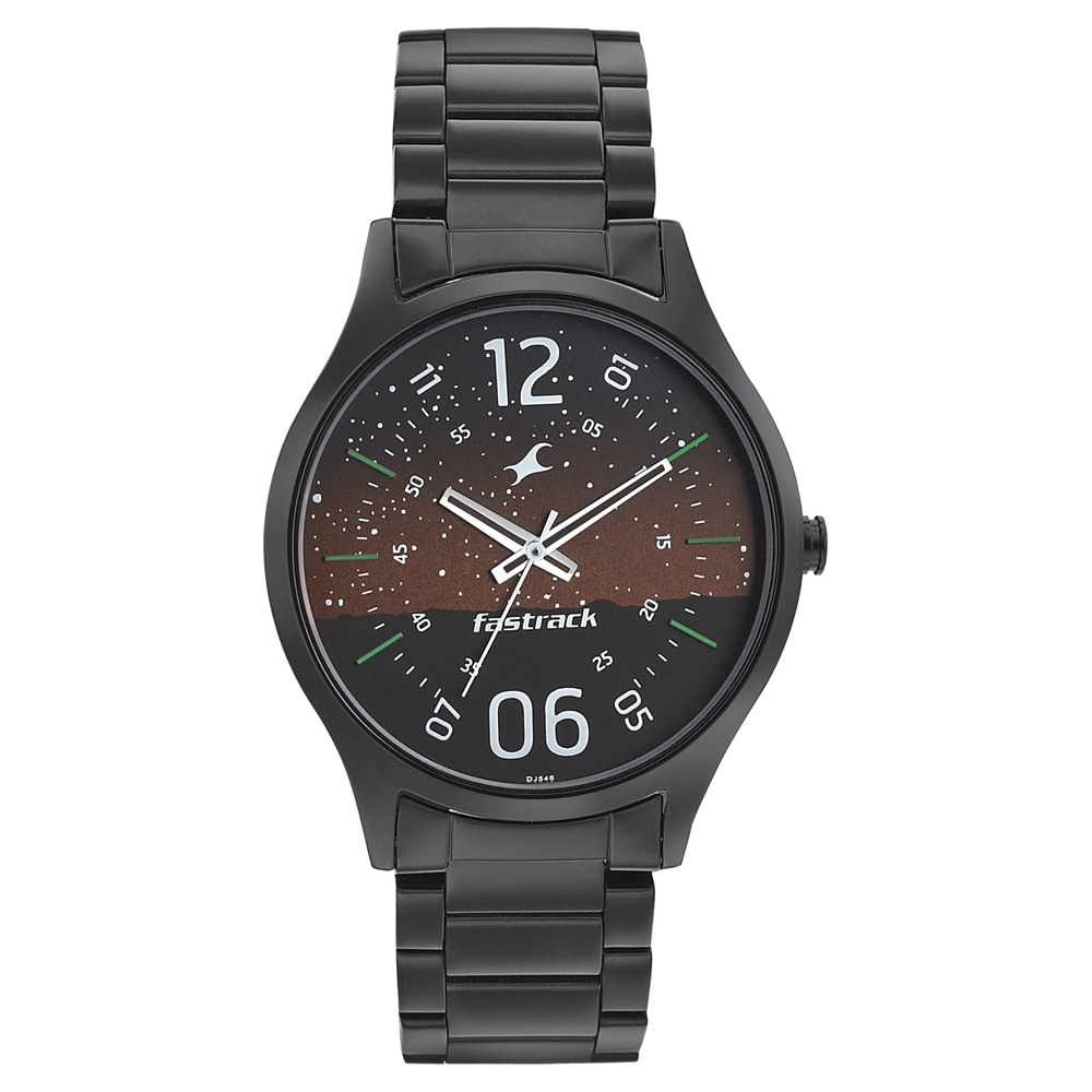 Fastrack 3184NM01 Space Rover Quartz Analog Brown Dial Stainless Steel Strap Watch for Guys